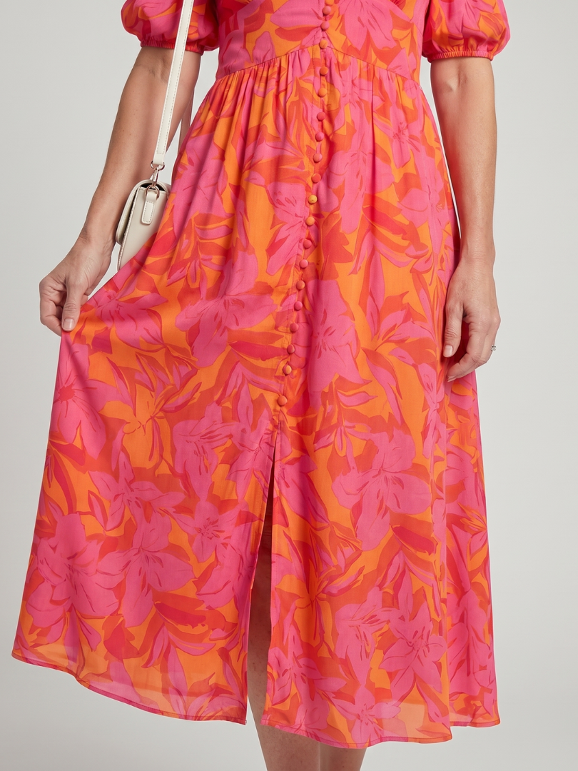 Rosalind™ | Chic Floral Midi Dress for Effortless Elegance