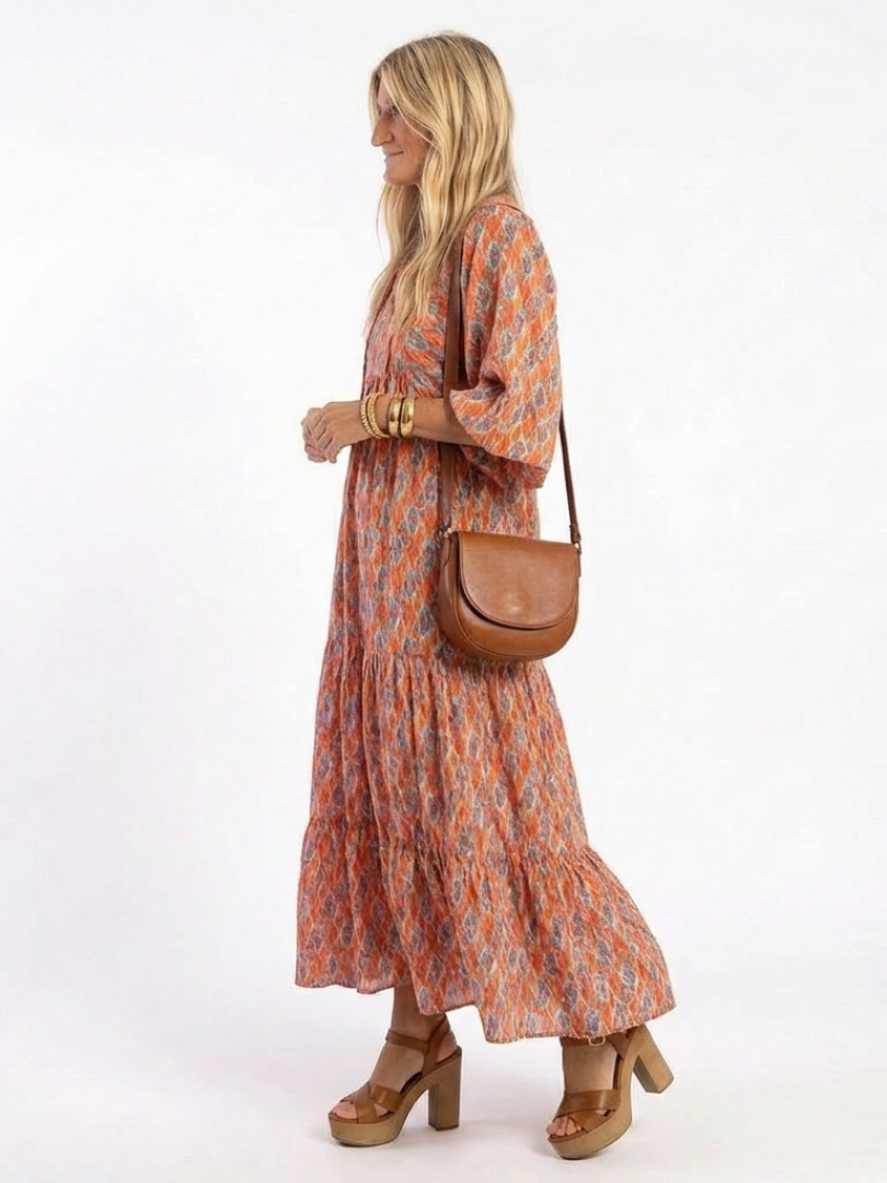Amara™ | Chic Geometric Midi Dress for Effortless Elegance