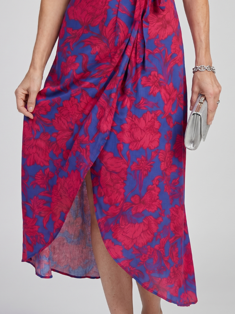 Phoebe™ | Floral Wrap Midi Dress for Effortless Elegance