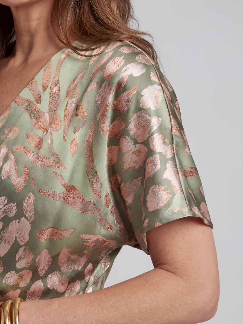 Coralie™ | Chic Abstract Print Midi Dress