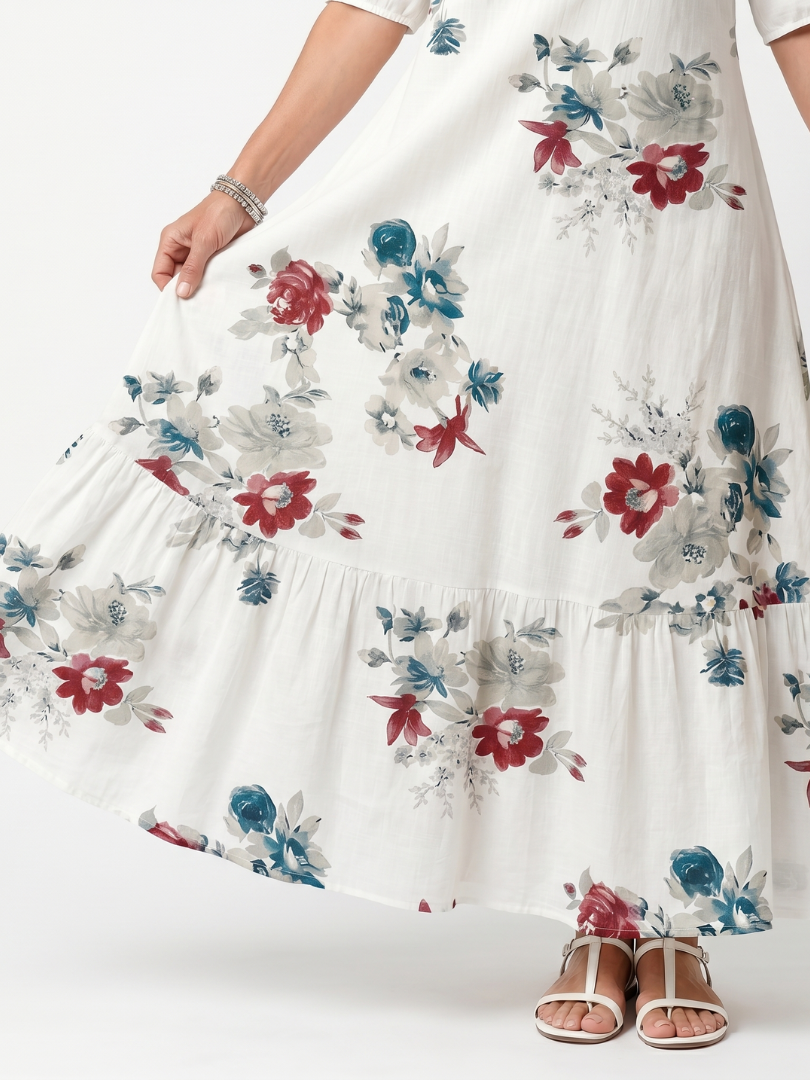 Maeva™ | Chic Floral Midi Dress for Effortless Elegance