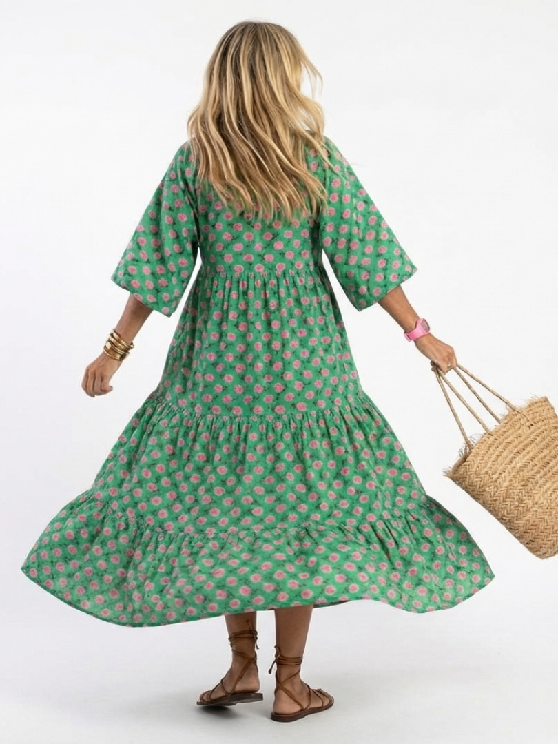 Genevieve™ | Chic Floral Tiered Midi Dress