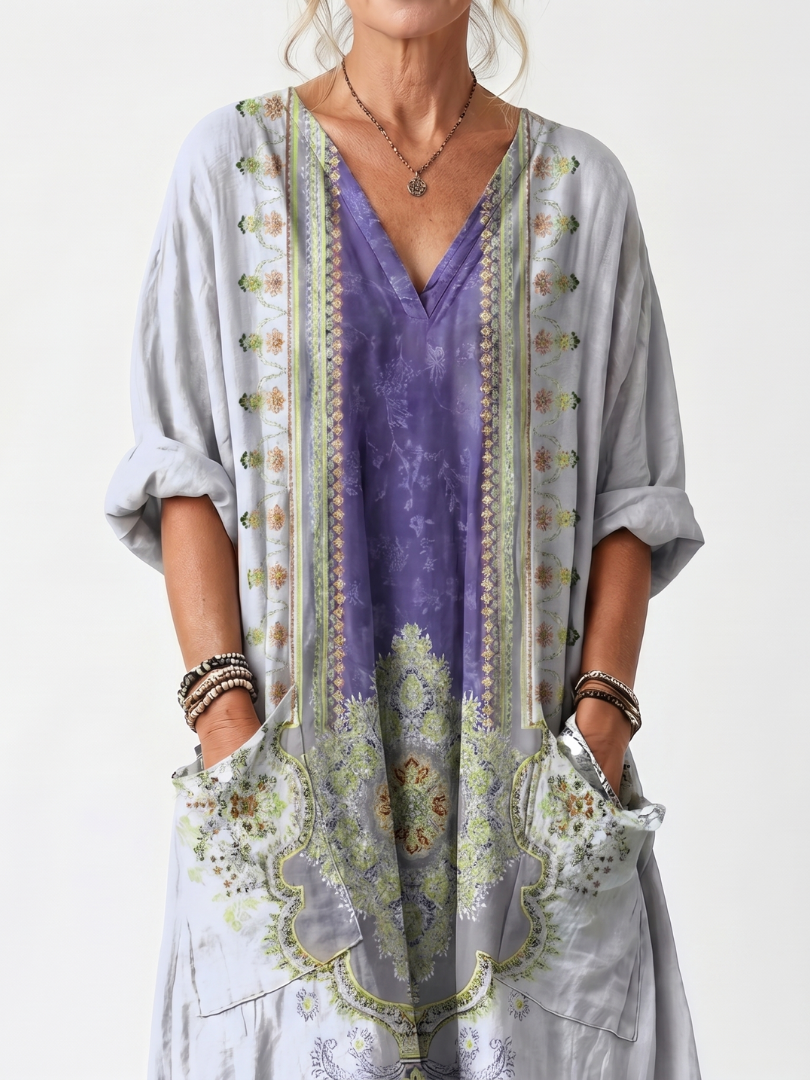 Raina™ | Oversized Embroidered Midi Dress for Effortless Elegance