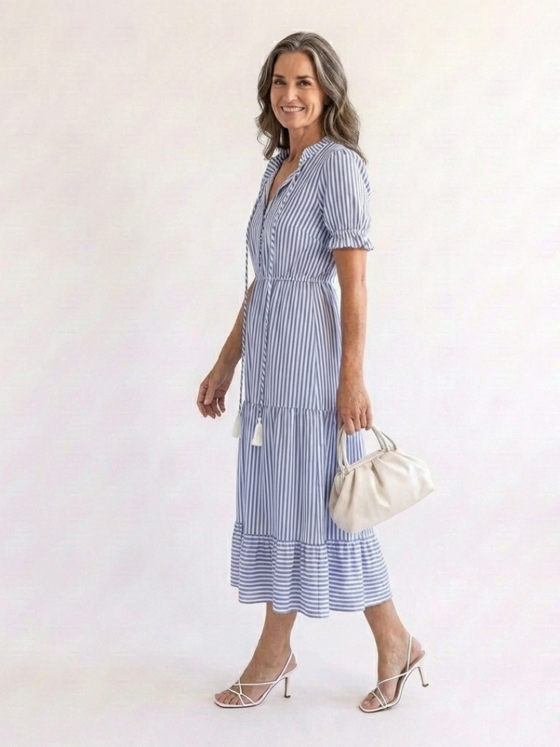 Lila™ | Chic Striped Midi Dress for Effortless Elegance
