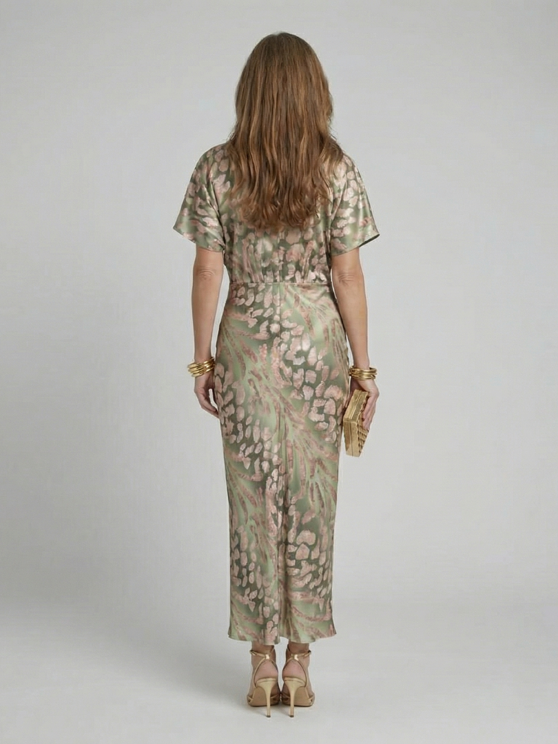 Coralie™ | Chic Abstract Print Midi Dress