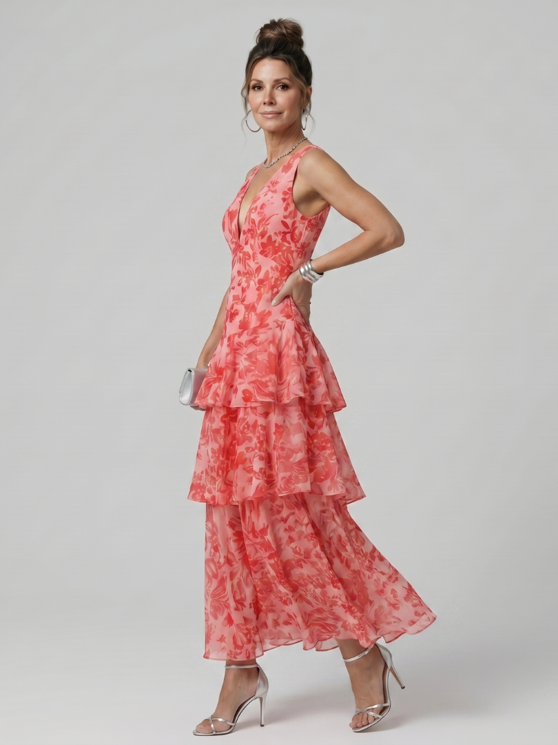 Ottilie™ | Graceful Midi Dress in Painterly Print
