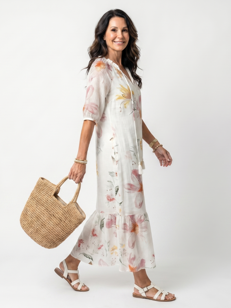 Clara™ | Delicate Floral Midi Dress for Effortless Elegance