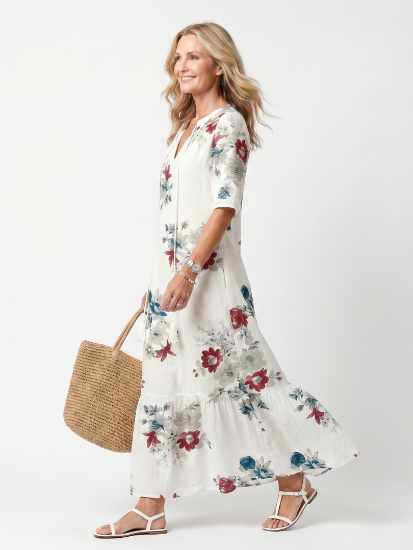 Maeva™ | Chic Floral Midi Dress for Effortless Elegance