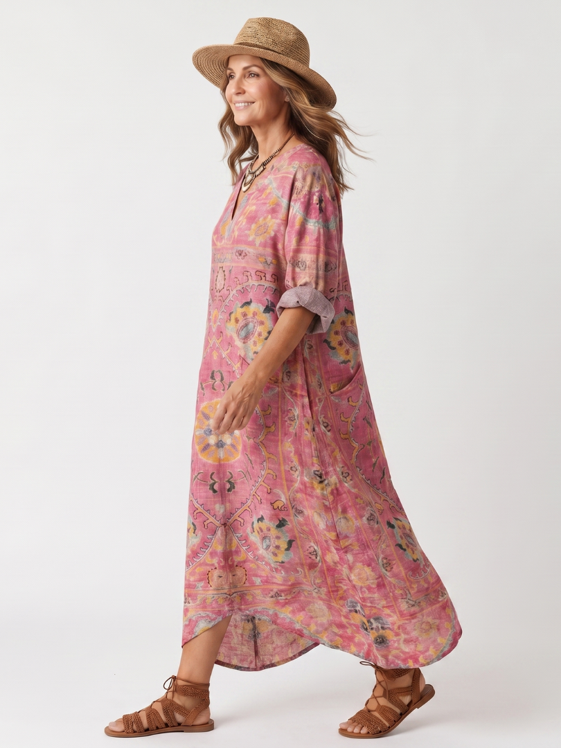Lila™ | Chic Abstract Midi Dress for Effortless Style