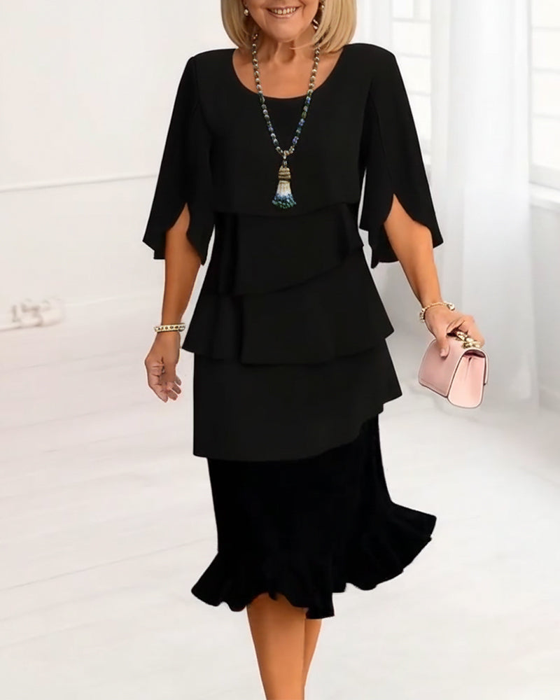 Sophie™ | Graceful Ruffled Midi Dress for Effortless Elegance