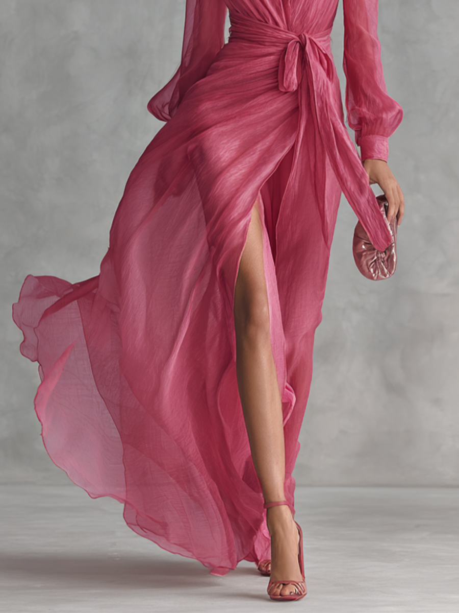 Isabella™ | Graceful V-Neck Chiffon Dress