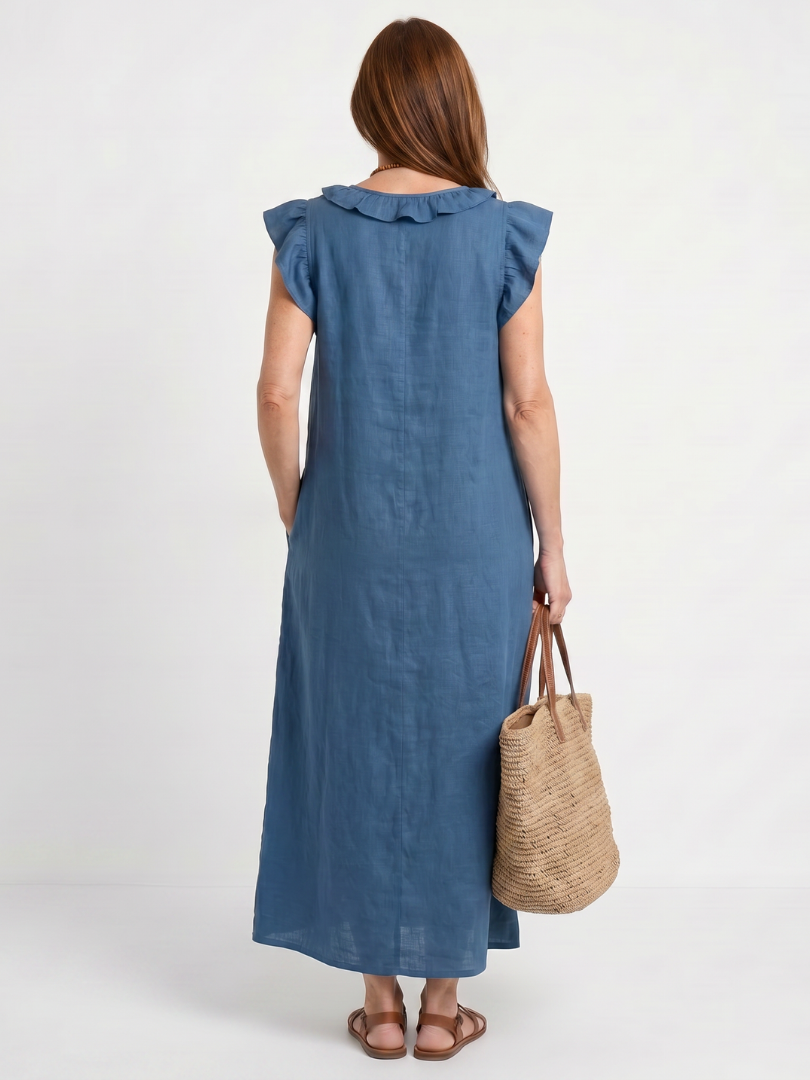 Anneliese™ | Chic Ruffle Trim Midi Dress