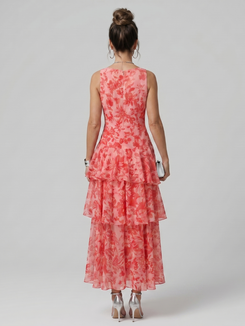Ottilie™ | Graceful Midi Dress in Painterly Print