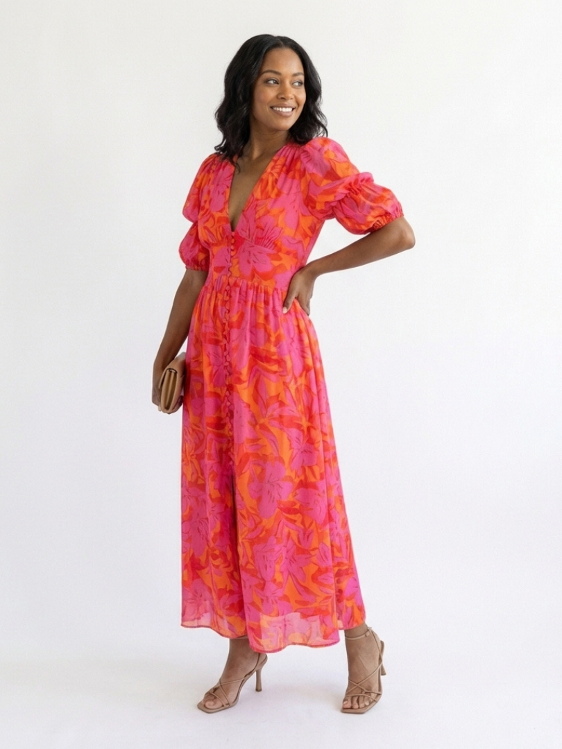 Lila™ | Chic Floral Midi Dress for Effortless Elegance