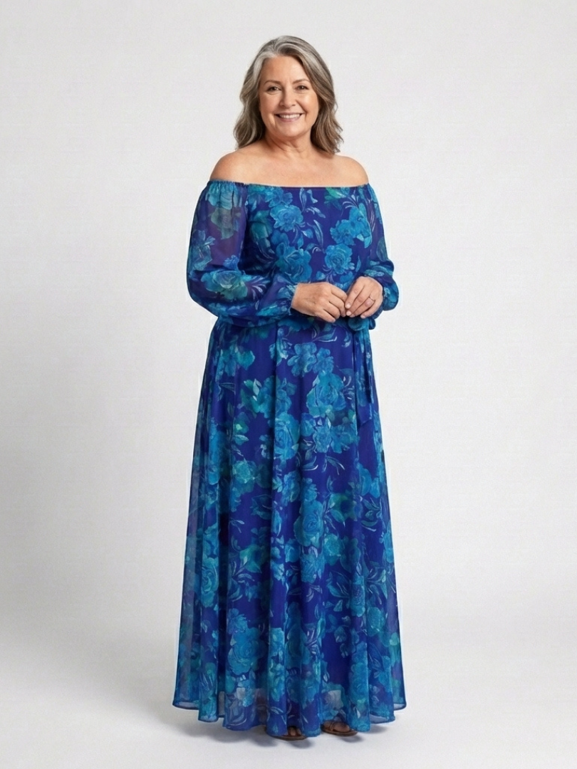 Isabella™ | Romantic Floral Off-Shoulder Maxi Dress