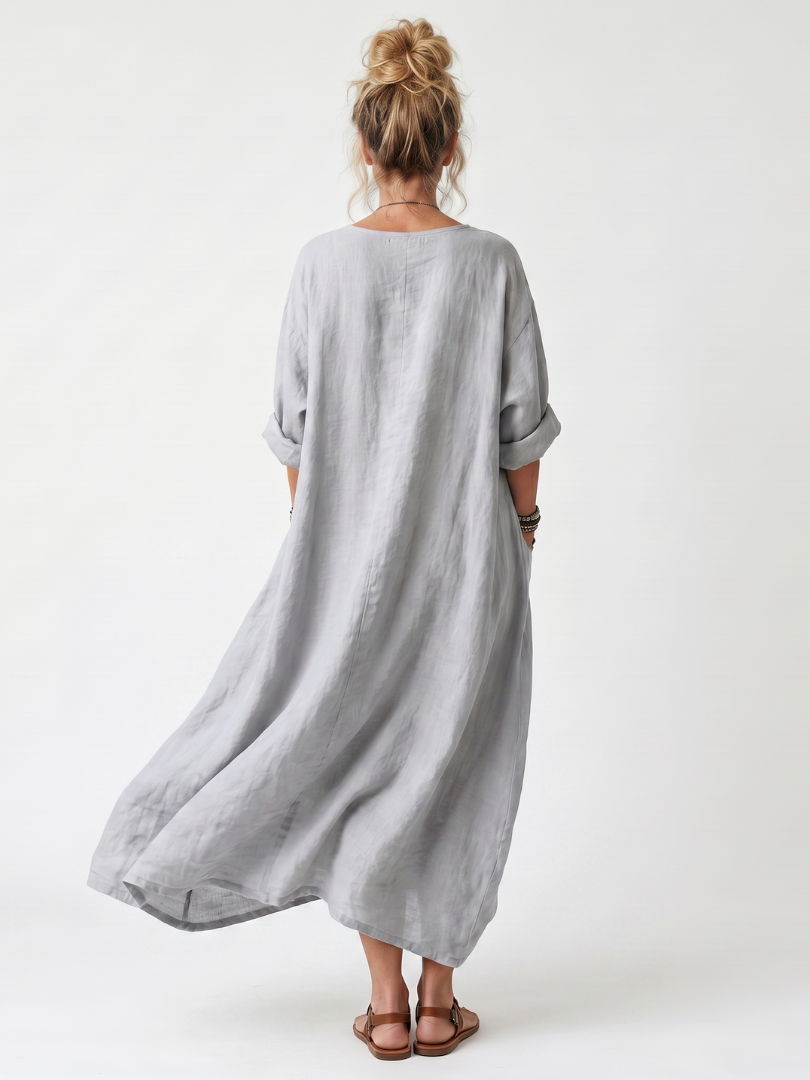 Raina™ | Oversized Embroidered Midi Dress for Effortless Elegance