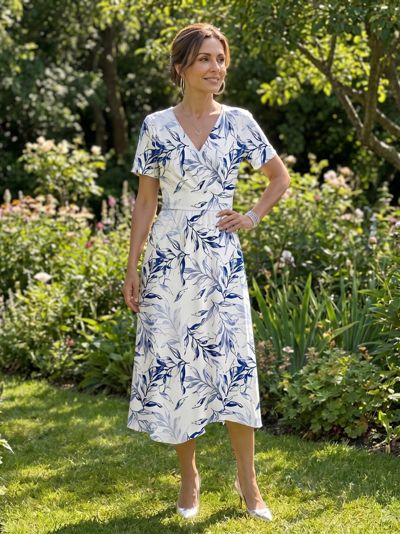 Carys™ | Graceful V-Neck Floral Wrap Dress