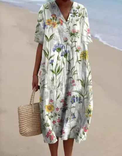 Margot™ | Flowing Floral Midi Dress for Effortless Style