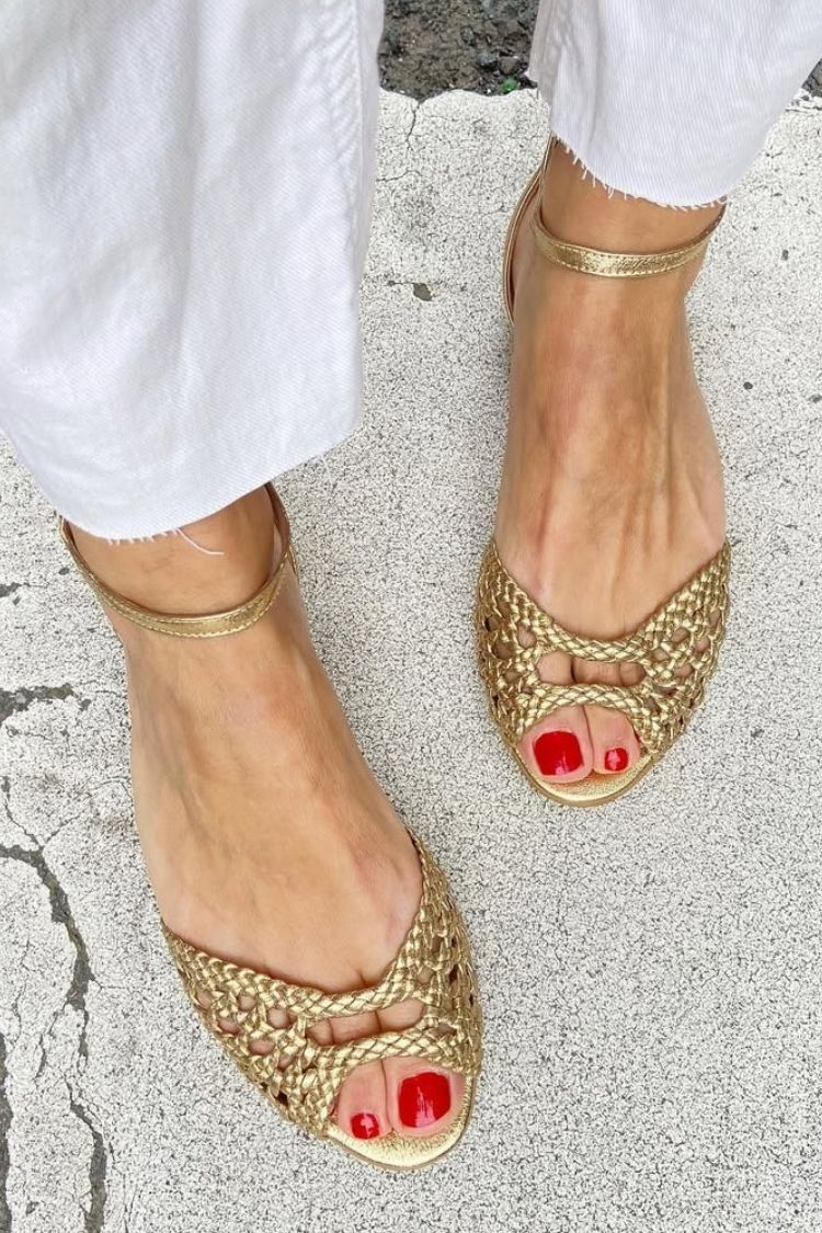Isadora™ | Chic Woven Gold Sandals for Effortless Elegance