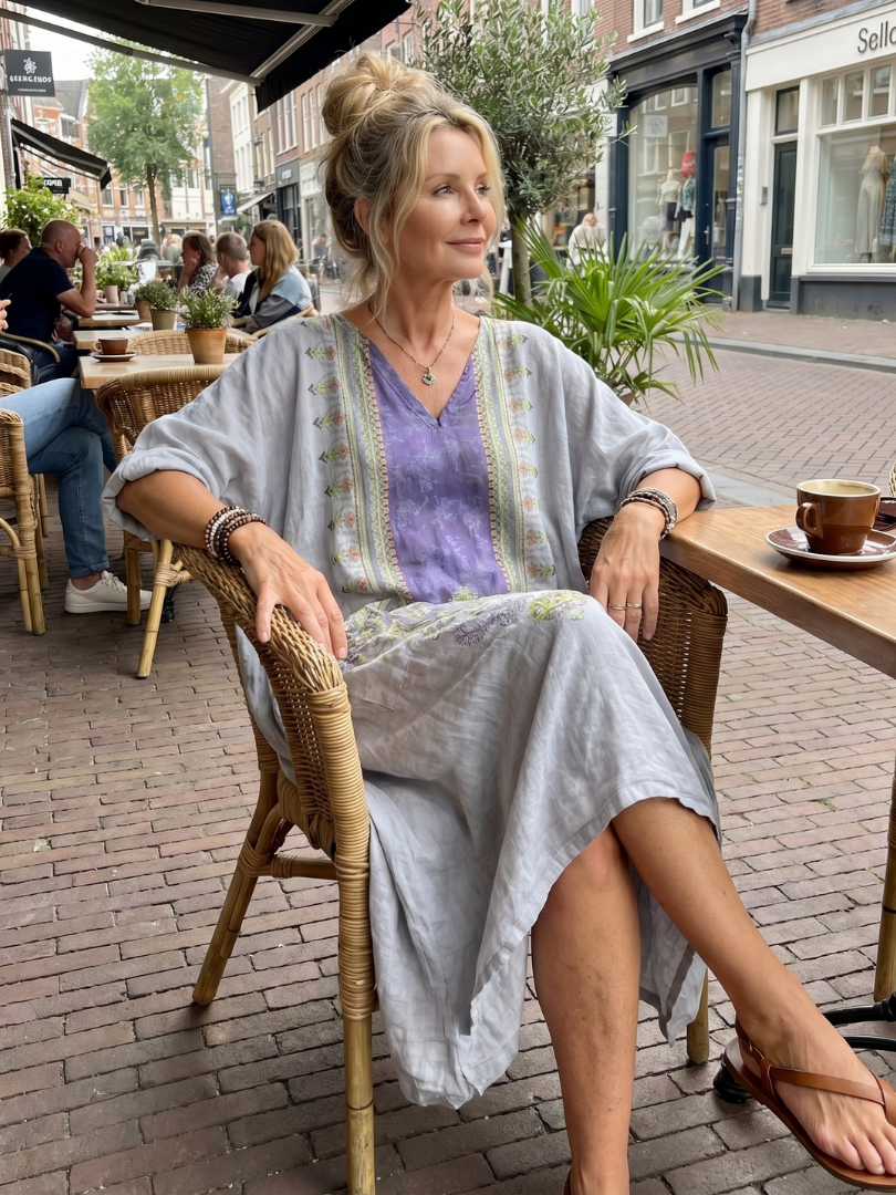 Raina™ | Oversized Embroidered Midi Dress for Effortless Elegance
