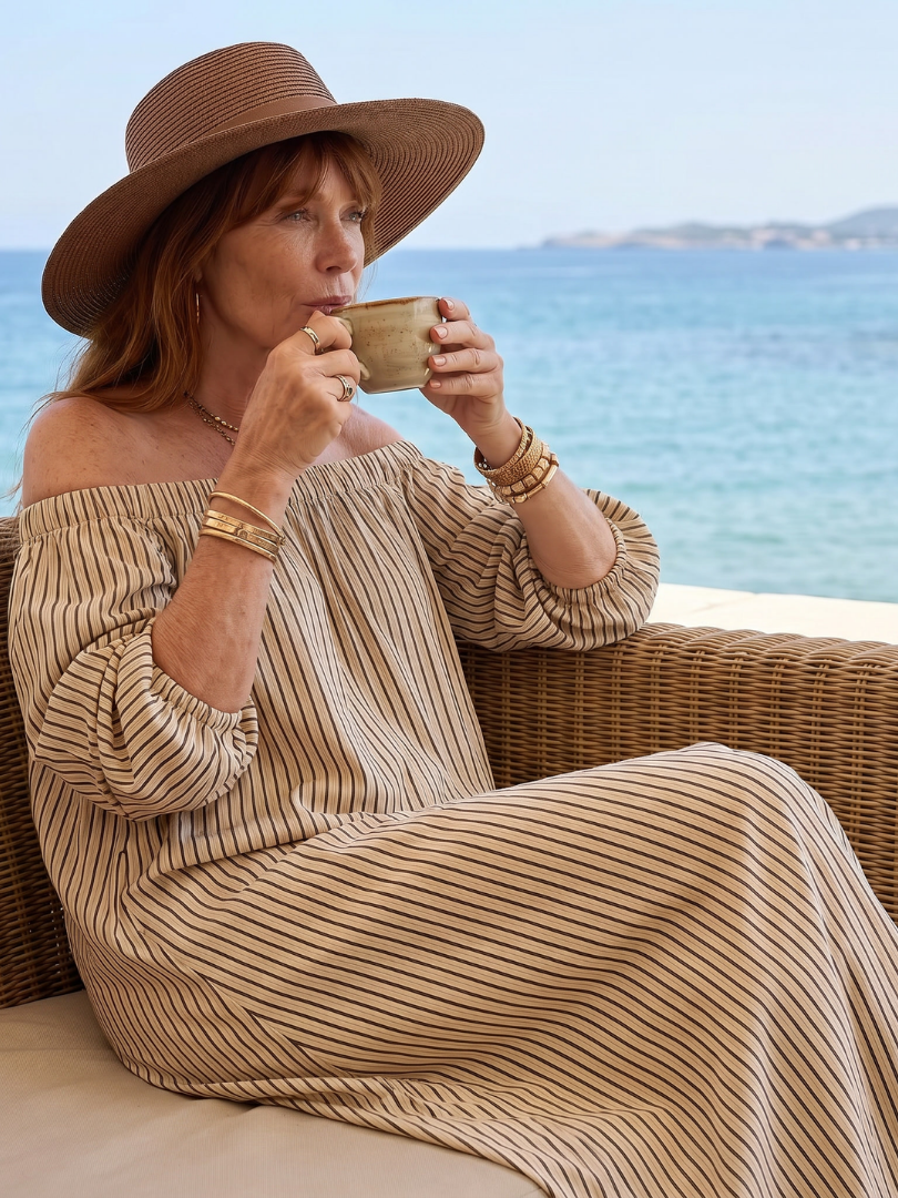 Lavinia™ | Chic Off-Shoulder Midi Dress for Effortless Elegance