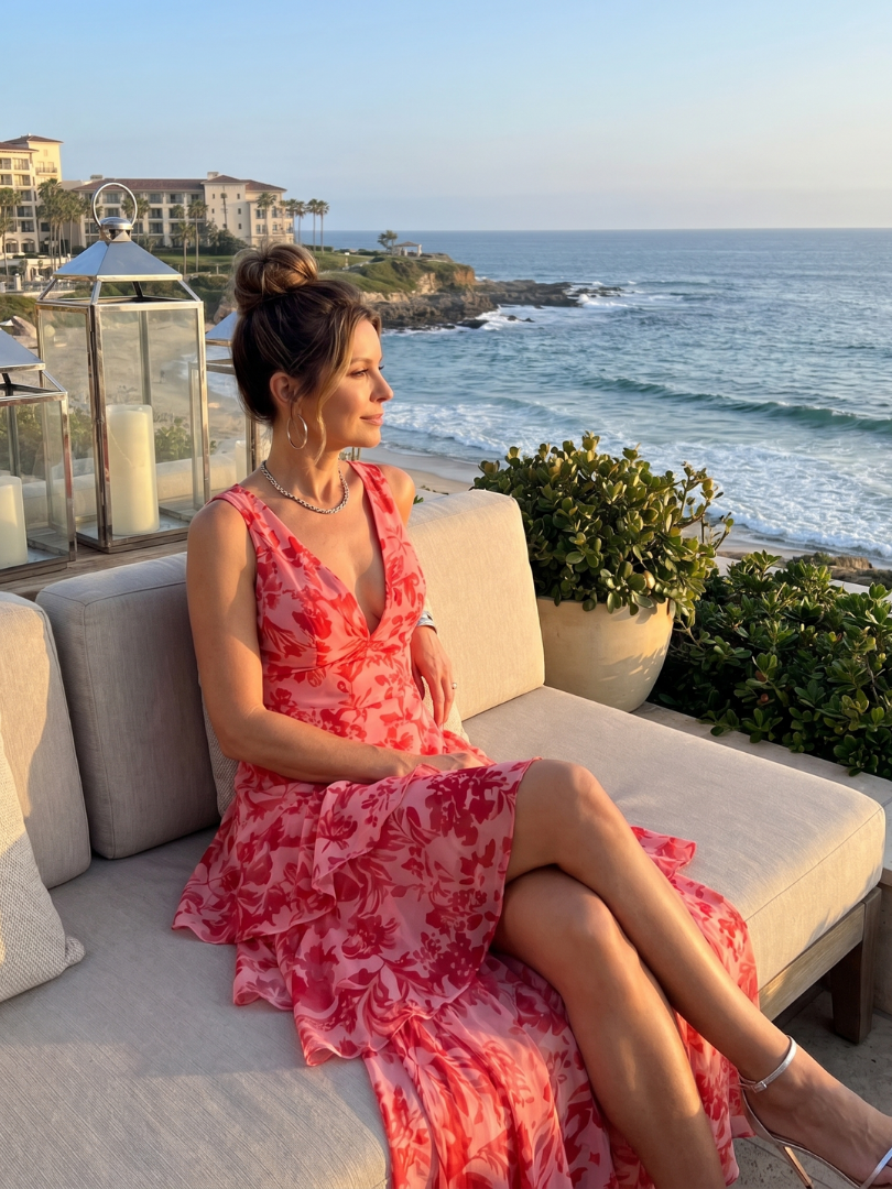 Ottilie™ | Graceful Midi Dress in Painterly Print