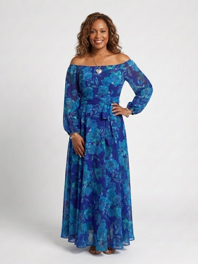 Isabella™ | Romantic Floral Off-Shoulder Maxi Dress