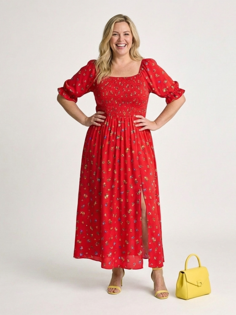 Delphine™ | Chic Floral Midi Dress for Effortless Elegance
