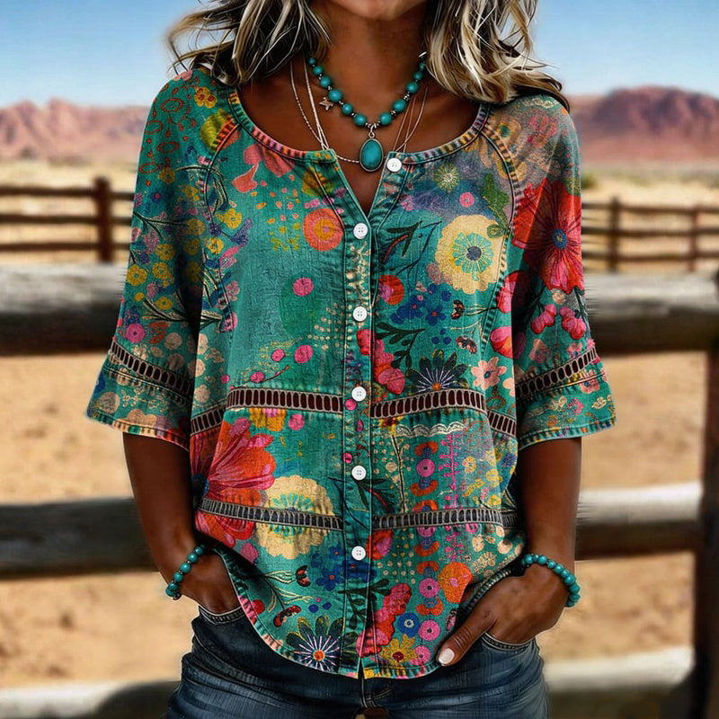 Ella™ | Timeless Floral Cotton Blouse
