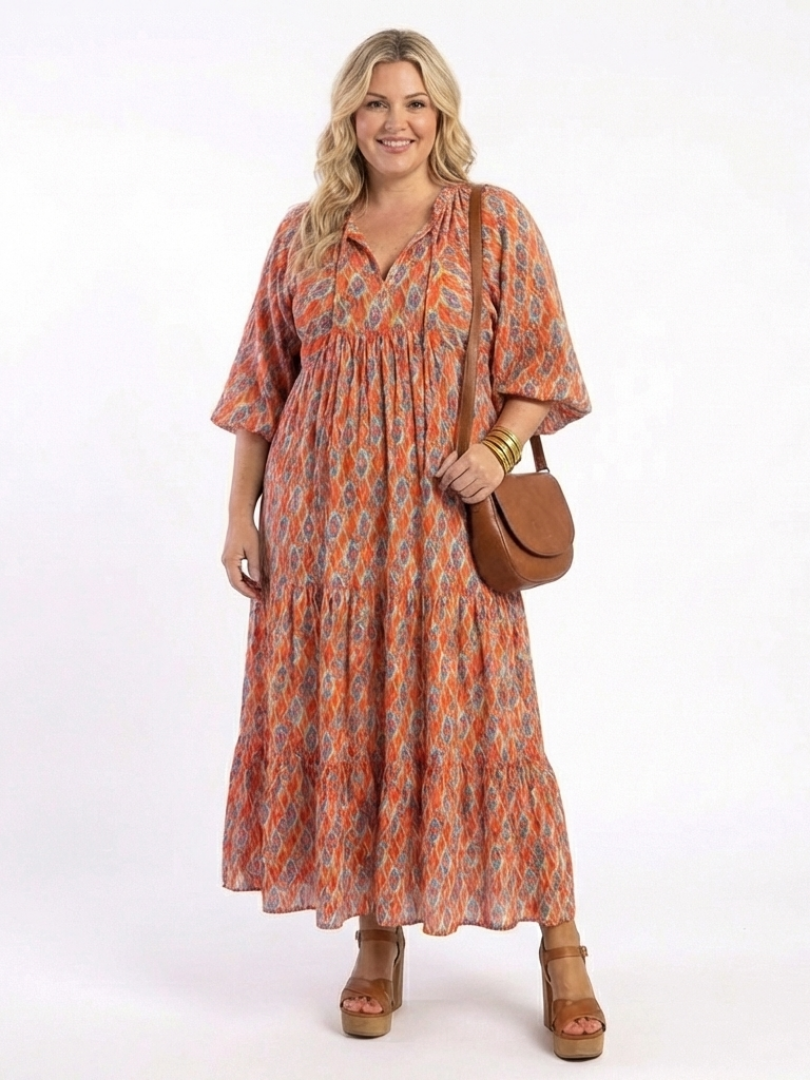 Amara™ | Chic Geometric Midi Dress for Effortless Elegance