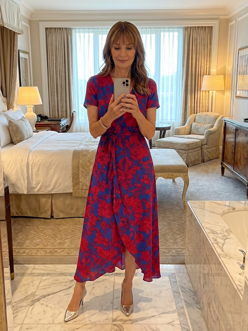 Phoebe™ | Floral Wrap Midi Dress for Effortless Elegance