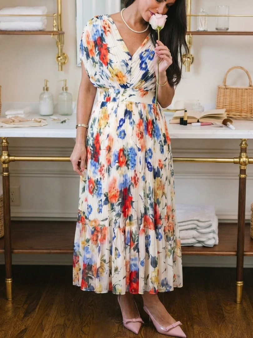 Savannah™ | Chic Pleated Midi Dress for Effortless Elegance