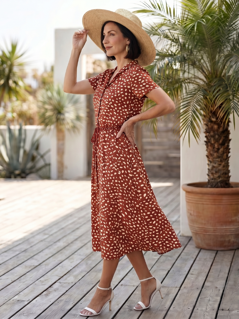 Lila™ | Chic Printed Midi Dress for Effortless Elegance