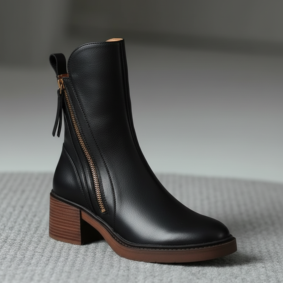 Lucia™ | Chic Leather Ankle Boots for Sophistication