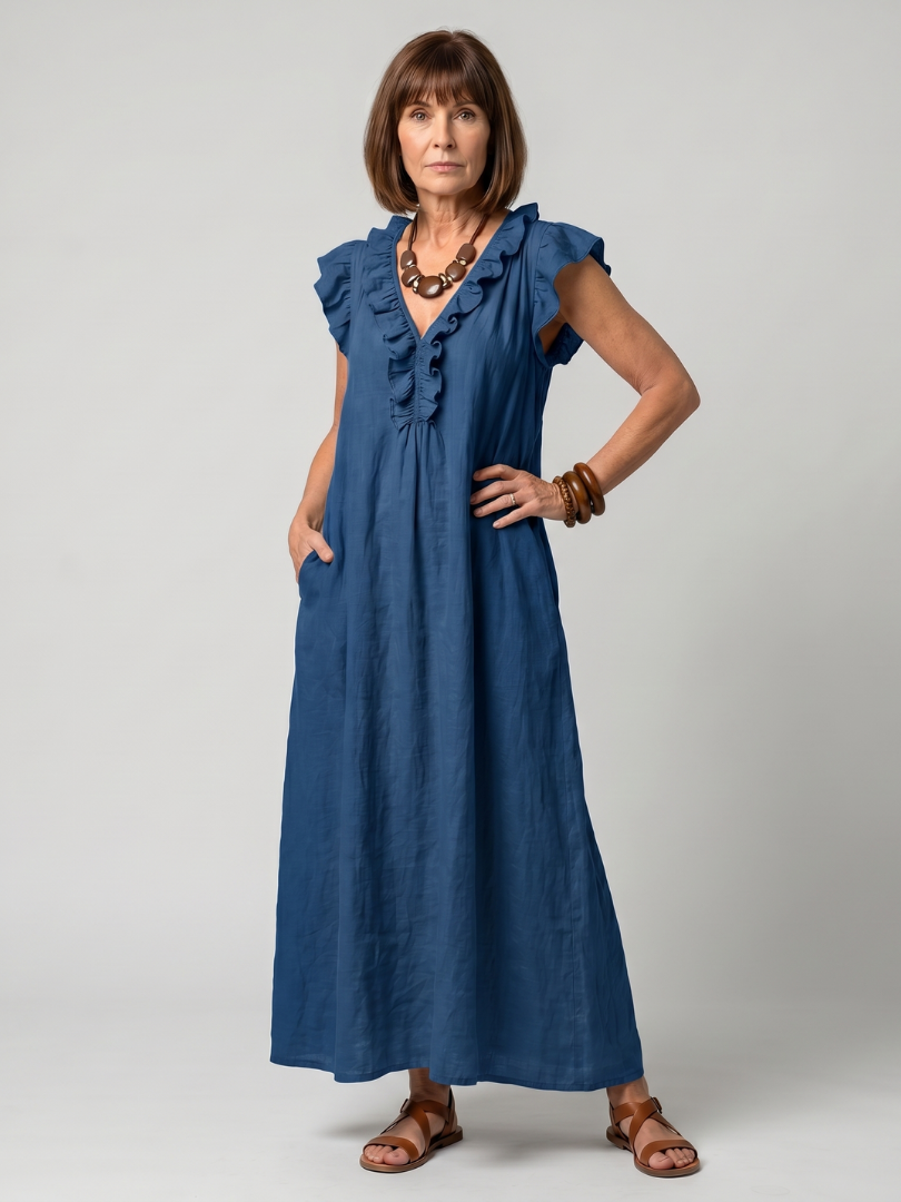Lila™ | Chic Ruffle Midi Dress for Effortless Elegance