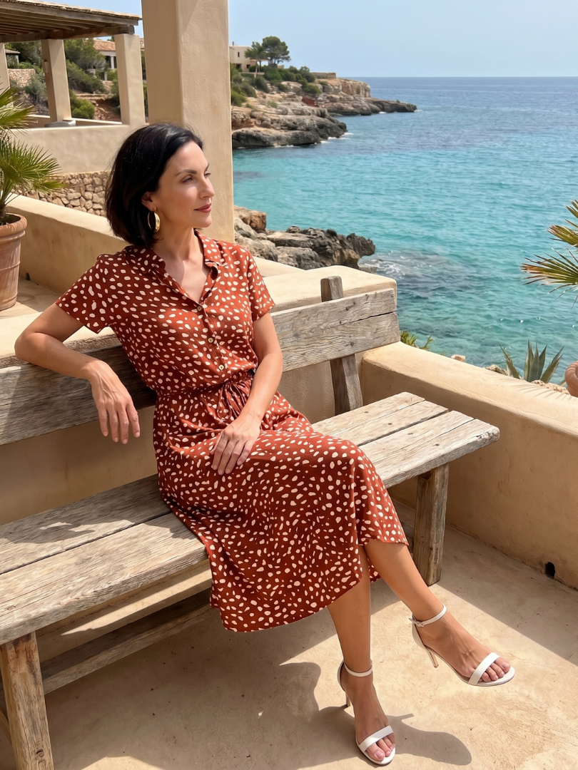 Lila™ | Chic Printed Midi Dress for Effortless Elegance