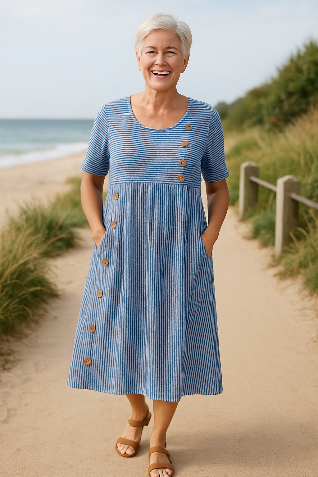 Brienne - Striped Midi Dress