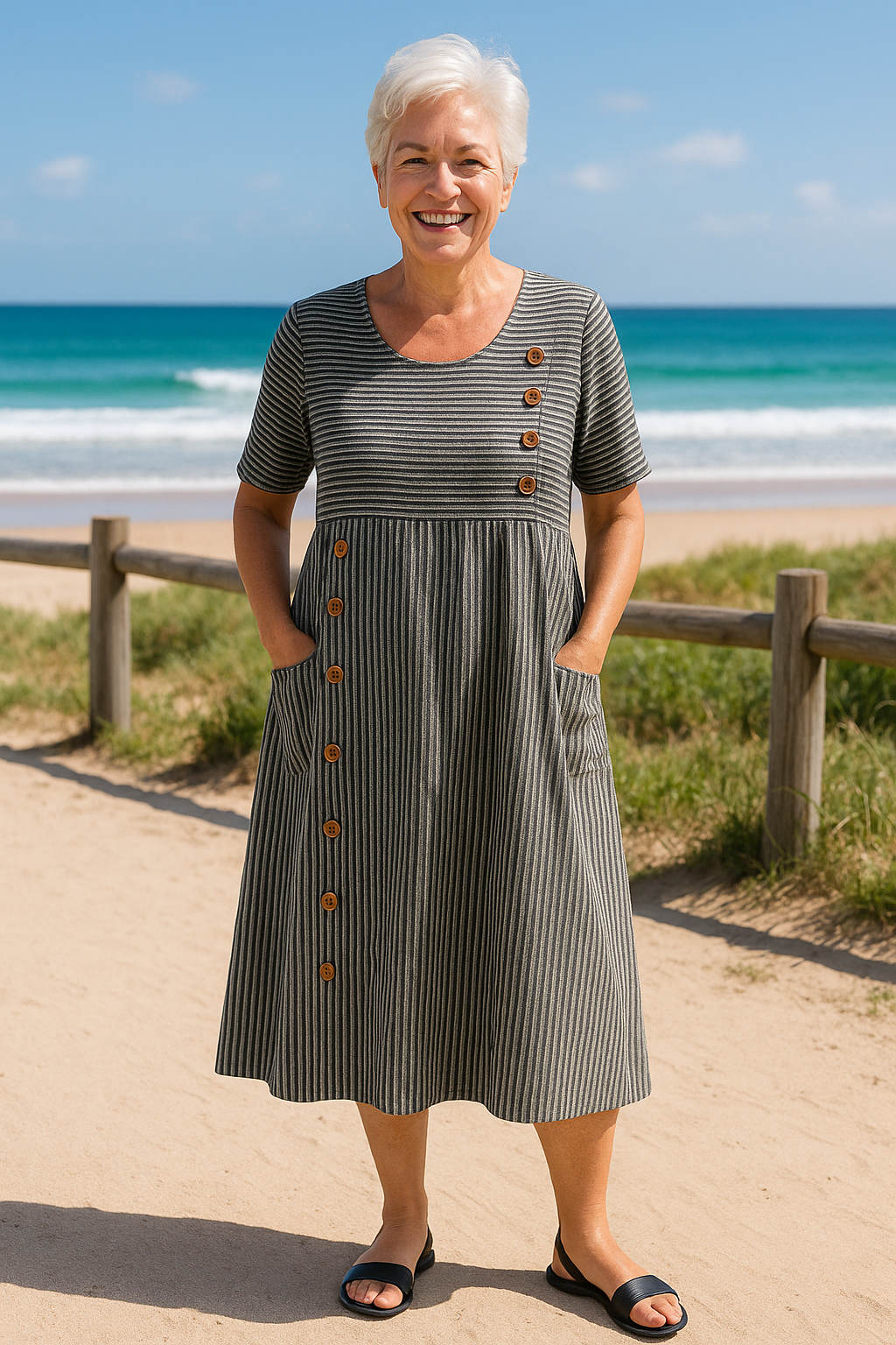Brienne - Striped Midi Dress