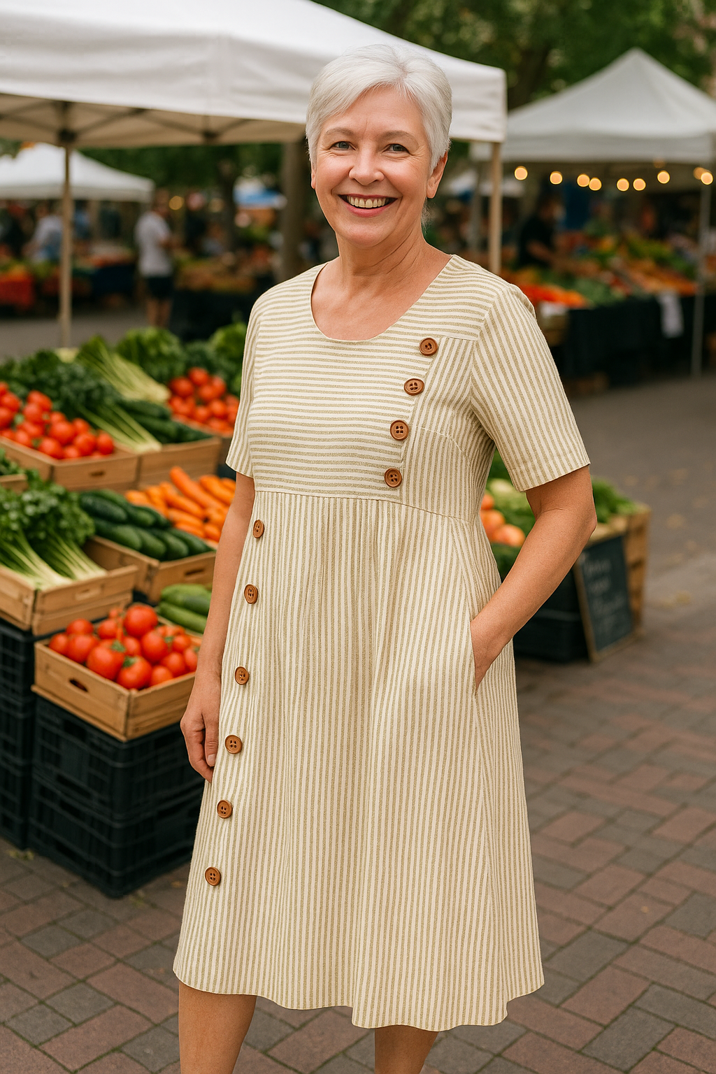 Brienne - Striped Midi Dress