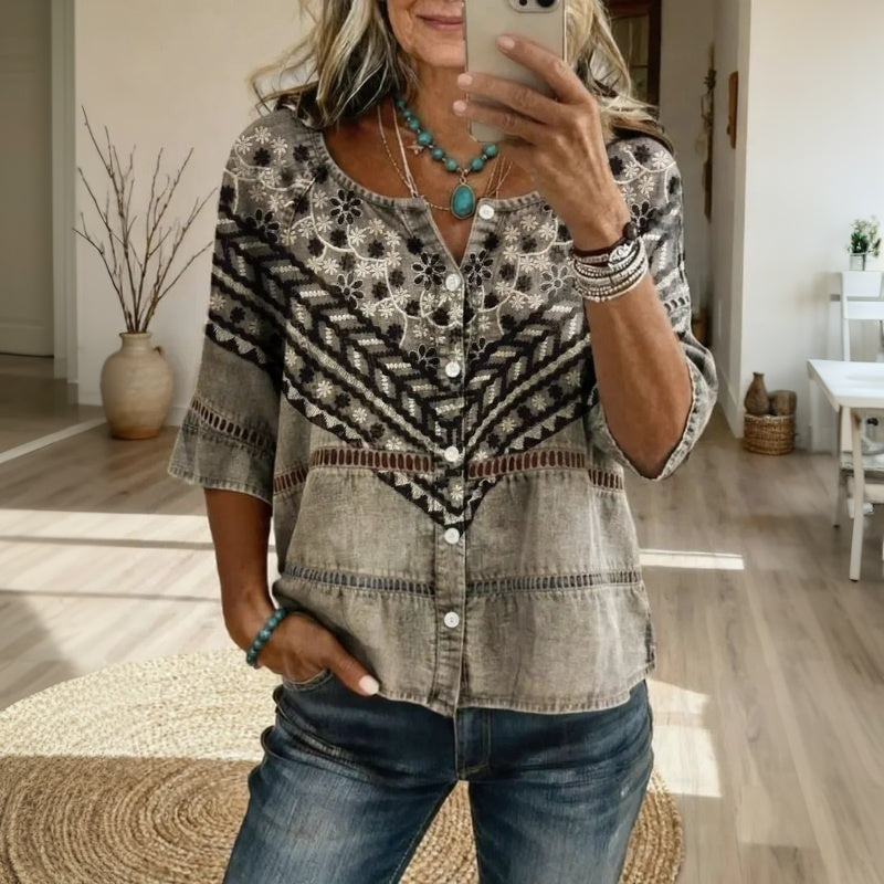 Lila™ | Vintage Floral Chiffon Blouse for Grace