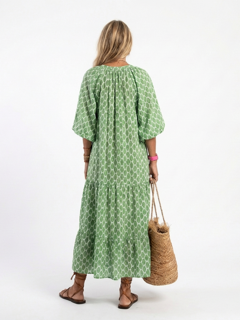 Apolline™ | Chic Printed Midi Dress for Effortless Elegance