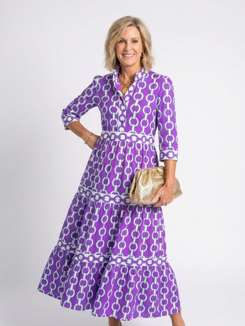 Lila™ | Chic Midi Dress in Chain Print