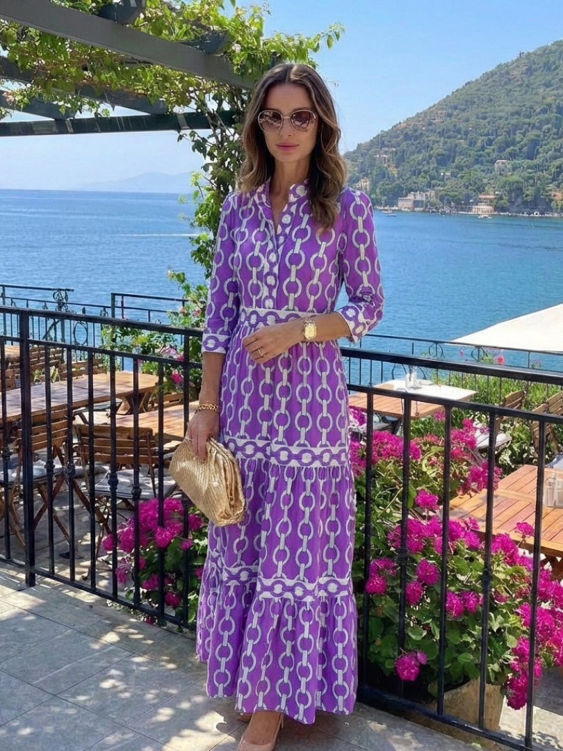 Lila™ | Chic Midi Dress in Chain Print