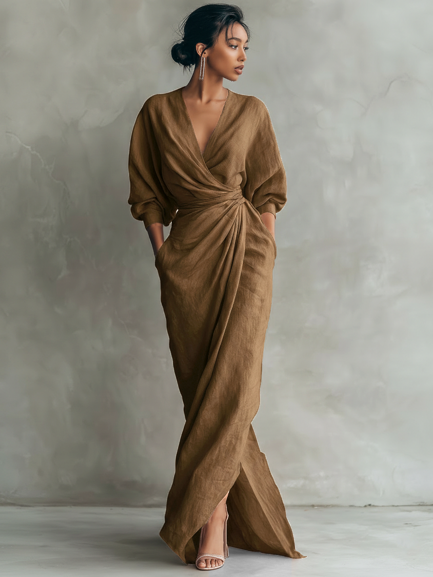 Lila™ | Chic Pink Linen Maxi Dress