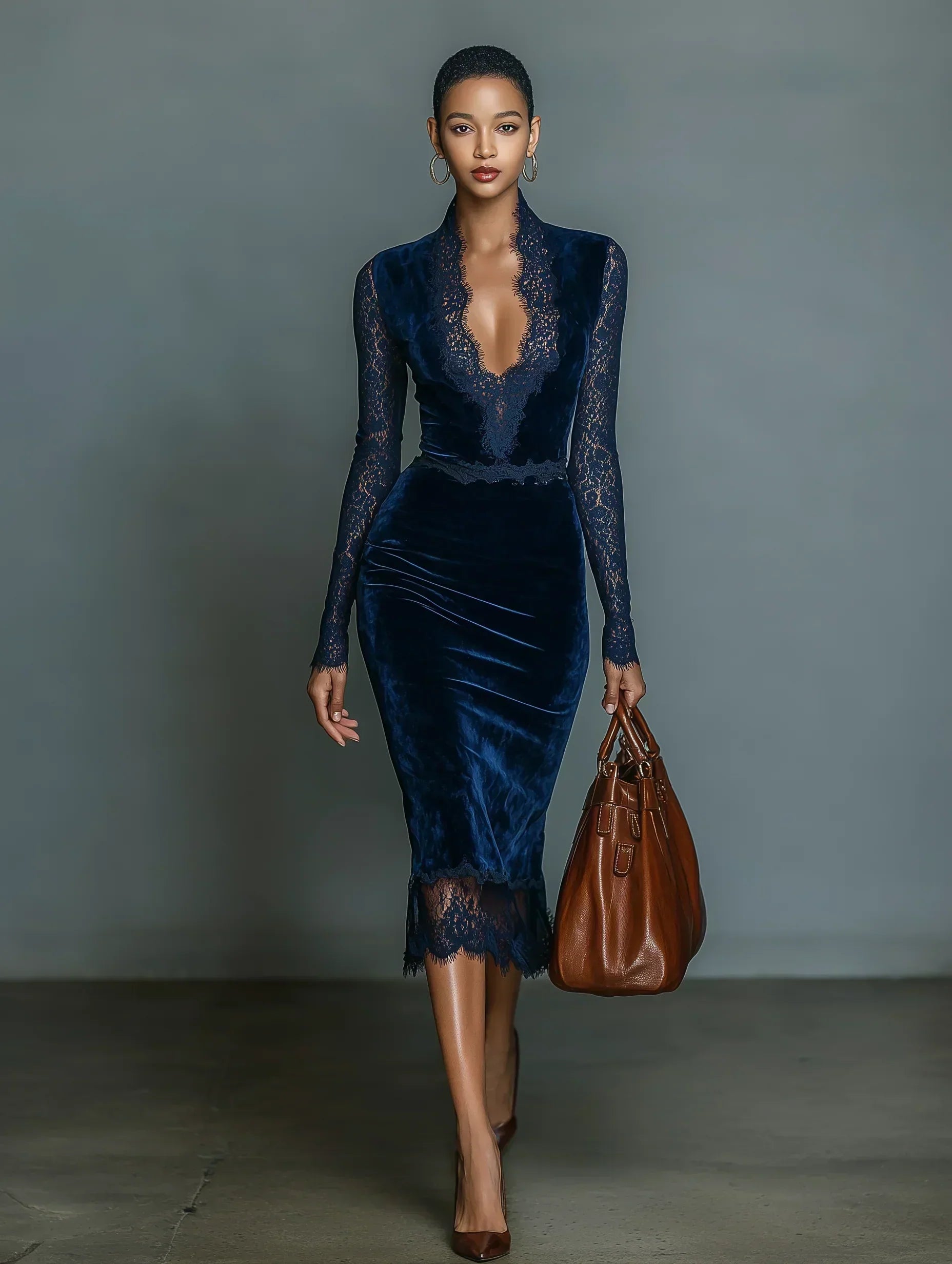 Vivienne™ | Luxurious Velvet Midi Dress