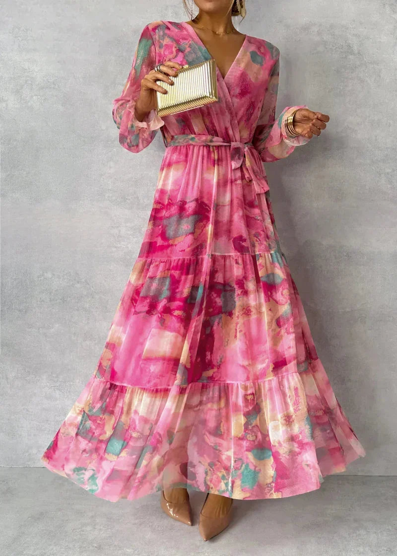 Elena™ | Chic Floral Wrap Dress for Effortless Elegance