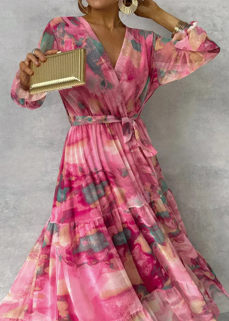 Elena™ | Chic Floral Wrap Dress for Effortless Elegance