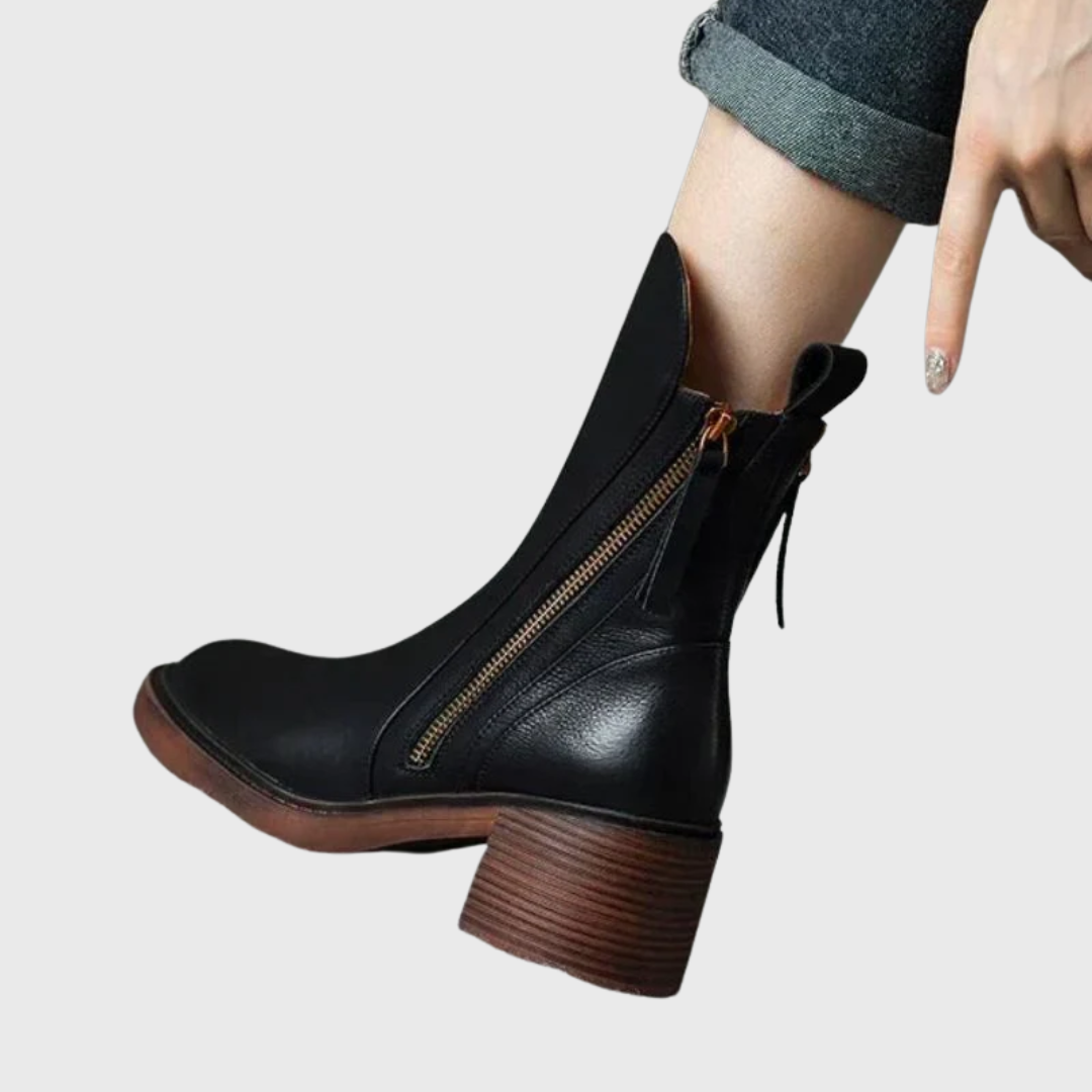 Lucia™ | Chic Leather Ankle Boots for Sophistication