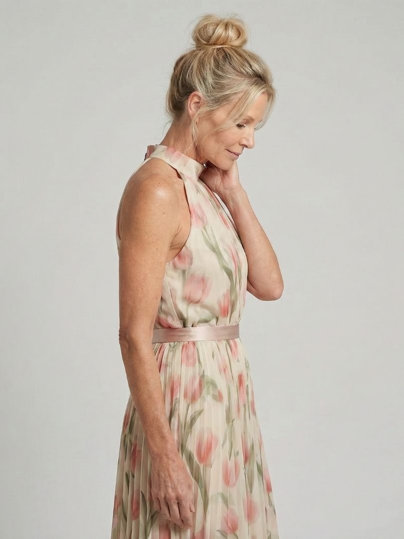 Lily™ | Chic Floral Halter Midi Dress