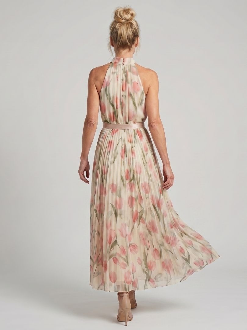 Lily™ | Chic Floral Halter Midi Dress